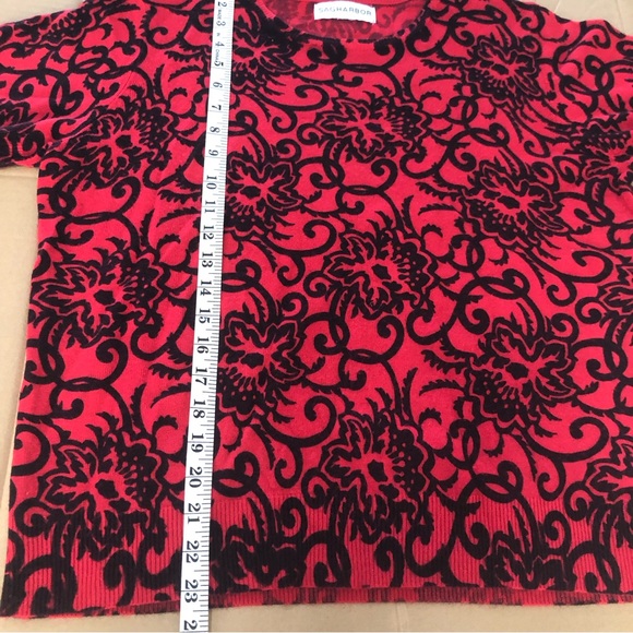 Sag-harbor Floral Short Sleeve Sweater SZ M - Picture 2 of 11